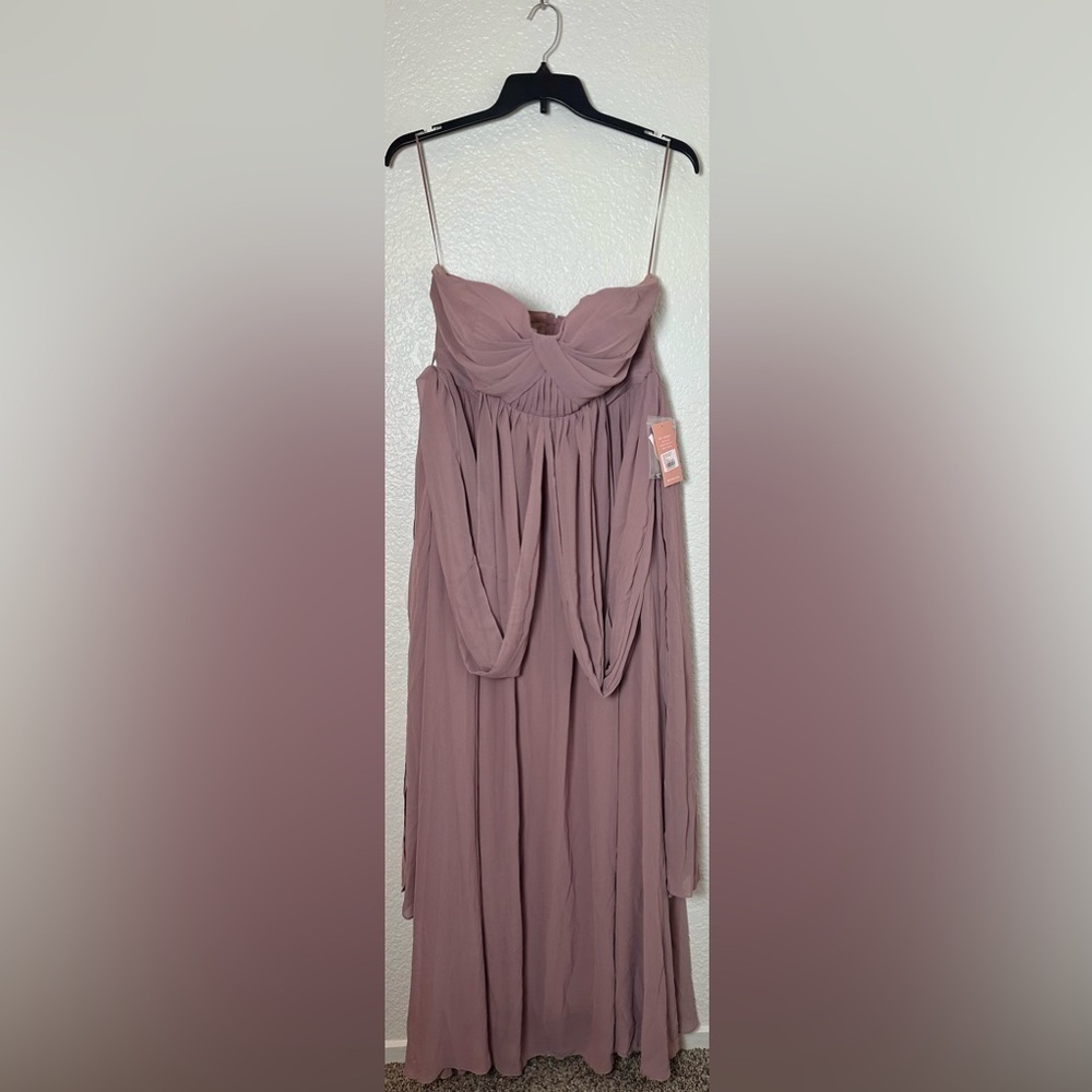 Birdy Grey Strapless Mauve Chiffon Gown - Picture 7 of 10